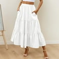 thumbnail image 1 of Women's Mid Length Skirt With Pockets High Elasticity Waist Flowing Ruffles Casual Summer Bohemian Style A Line Skirt Festival Skirt plus Size Pencil Skirt for Women Skirt Bathing Suits for Women plus, 1 of 3