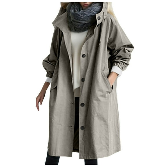 Women's Mid Length Trench Coat Casual Outerwear with Belted Waist and Long Sleeve Design for Stylish Comfort