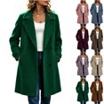 thumbnail image 1 of Women's Mid Length Trench Coats Wool Blend Lapel Double Breasted Long Sleeve Oversized Loose Work Office Commute Fall Winter Daily Outerwear Pea Coats, 1 of 9