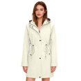 thumbnail image 1 of Women's Mid-Length Trench Jacket, 2025 New Style Outdoor Windproof Coat with Attached Hood, Lightweight Water-Resistant Windbreaker for Fall Winter, Casual Long Sleeve Jacket with Front Pockets A L, 1 of 8