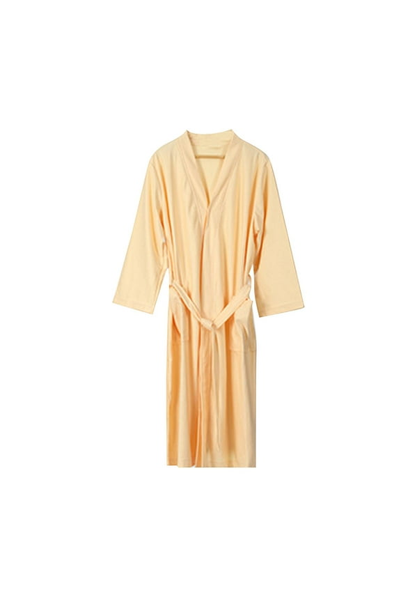 Women's Mid Length Water Absorbent Kimono Bathrobe Soft Quick Drying Solid Pajama Robe for Autumn Comfort