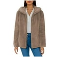 thumbnail image 1 of Women's Mid Length Winter Hooded Coat Solid Color Lined Jacket Outerwear For Cold Weather Comfort, 1 of 4
