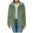 thumbnail image 1 of Women's Mid Length Winter Hooded Coat Solid Color Lined Jacket Outerwear For Cold Weather Comfort, 1 of 4