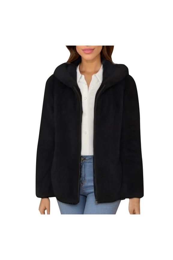 Women's Mid Length Winter Hooded Coat Solid Color Lined Jacket Outerwear For Cold Weather