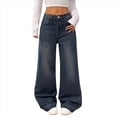 thumbnail image 1 of Women's Mid Rise Baggy Long Jeans, Y2K Trendy Flirty Wide Leg Denim Pants, Retro Vintage Streetwear Trousers, 1 of 7