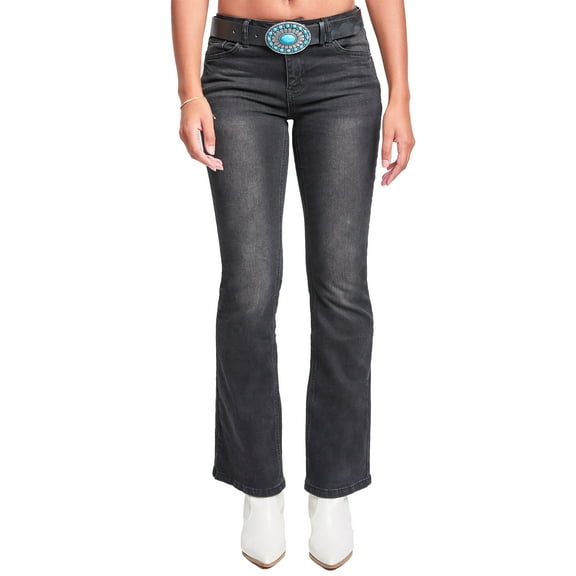 YMI Jeans Women's Mid Rise Belted Bootcut Jeans