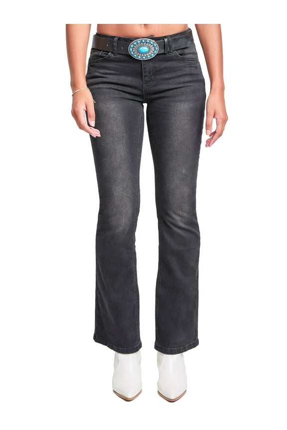 Jeans Women's Mid Rise Belted Bootcut Jeans