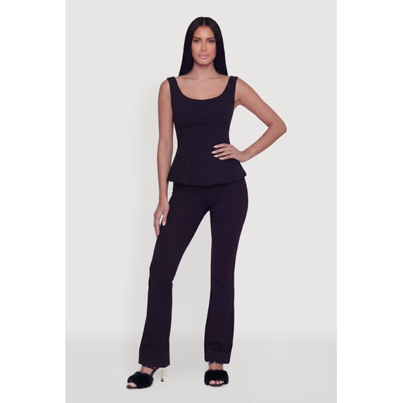 Women's Mid Rise Boot Cut Crepe Knit Pants