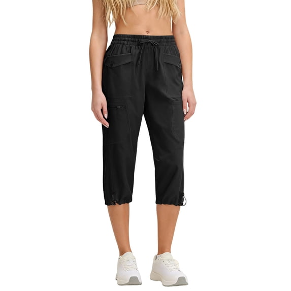 Women's Mid Rise Capris Pant Drawstring Classic Cargo Pants Quick Dry Outdoor Hiking Camping Cropped Pant