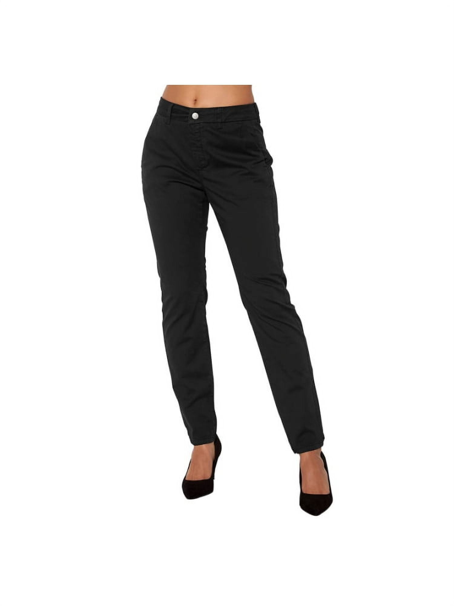 Women's Mid-Rise Cotton Casual Work Pants Daily Solid Color