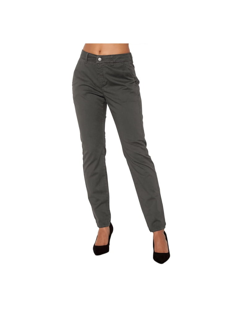 Women's Mid-Rise Cotton Casual Work Pants Daily Solid Color Comfortable-Fit  Stretch Twill Chino Pants 