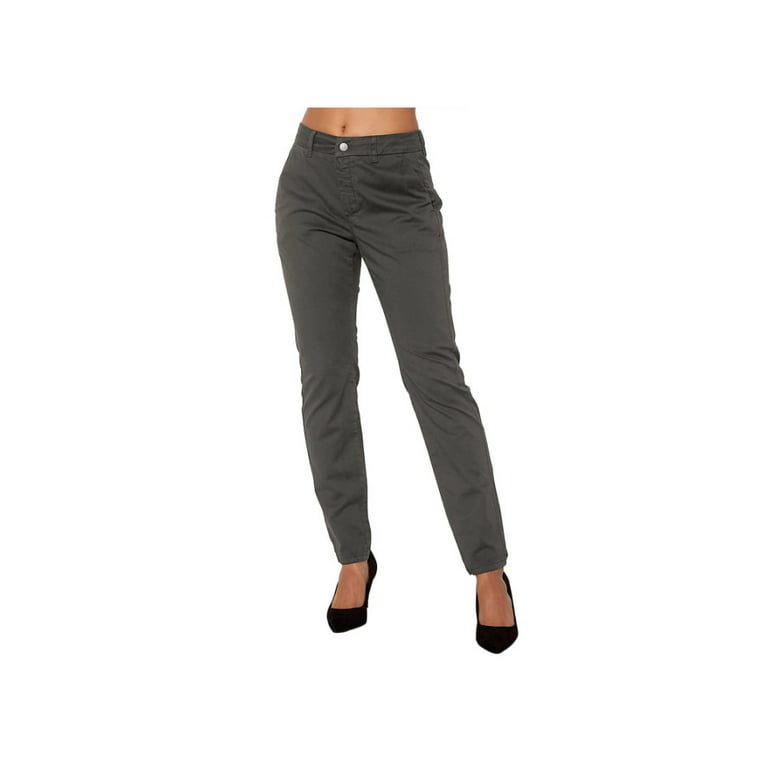 Women's Mid-Rise Cotton Casual Work Pants Daily Solid Color Comfortable-Fit  Stretch Twill Chino Pants