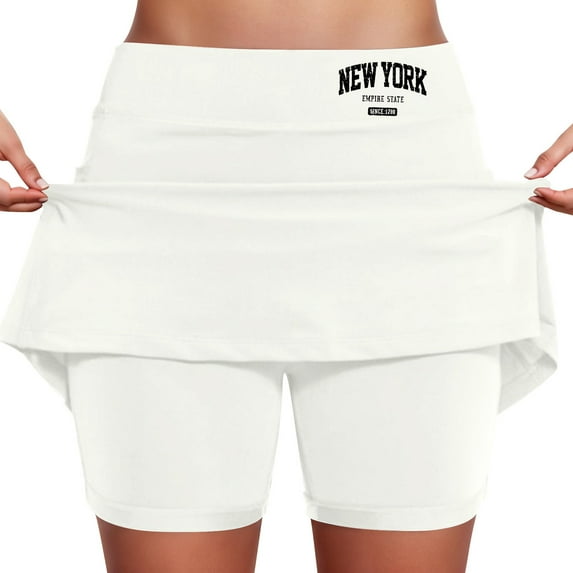 Women's Mid-Rise Culottes Skirt - Elastic Waist, Side Pockets, Tiered Flowy Design, Casual Printed Skirt for Summer