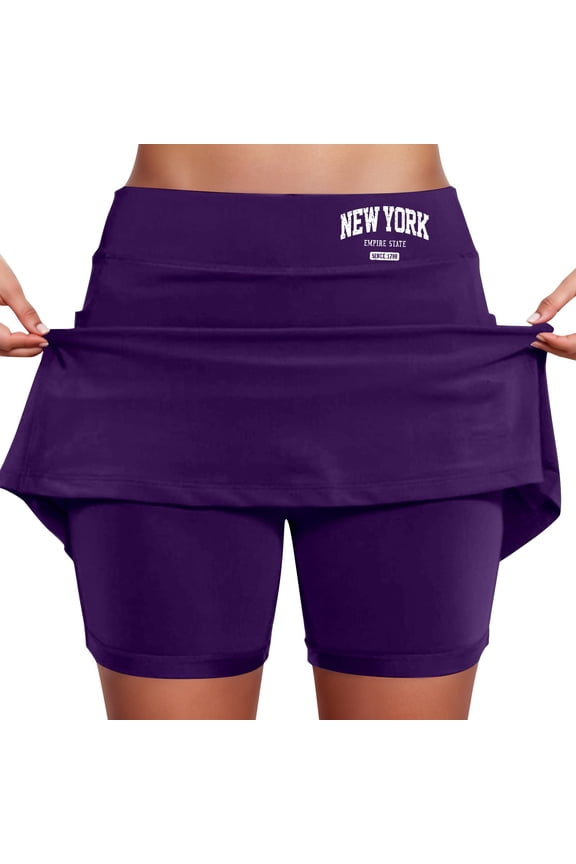 Women's Mid-Rise Culottes Skirt - Elastic Waist, Side Pockets, Tiered Flowy Design, Casual Printed Skirt for Summer