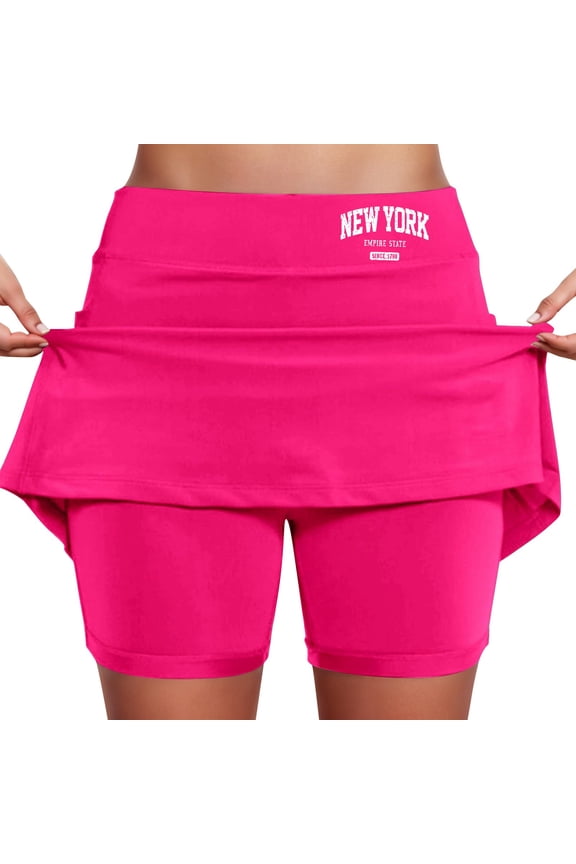 Women's Mid-Rise Culottes Skirt - Elastic Waist, Side Pockets, Tiered Flowy Design, Casual Printed Skirt for Summer