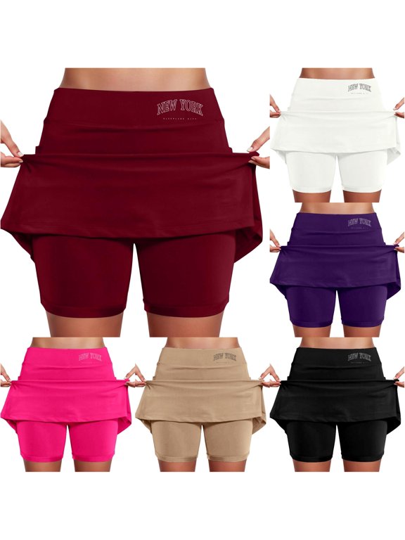 Women's Mid Rise Culottes with Pocket Sports Casual Fashion Printed Skirt Fall Skirt