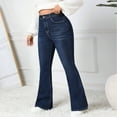 thumbnail image 1 of Women's Mid Rise Curvy Jeans Vintage Bell Bottom Pants Retro Flared Jeans Comfortable Stretch Fit Trousers, 1 of 6