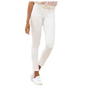 Women's Mid Rise  Pants skinny Leg Cropped comfortable Pants,Sizes 2-18,White