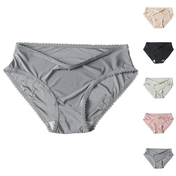 Women's Mid Rise Sexy Seamless Lace Edge Breathable Thin Ice Silk Briefs