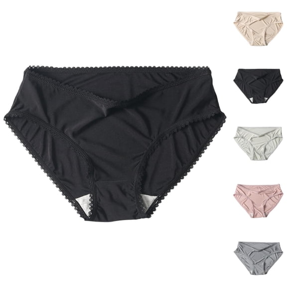 Women's Mid Rise Soft Seamless Lace Edge Breathable Thin Ice Silk Briefs Womens Underware