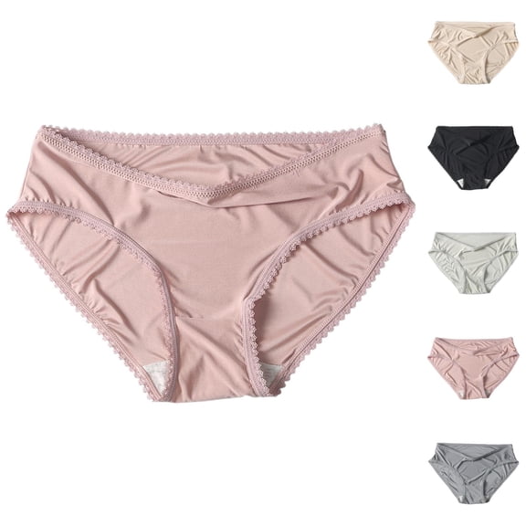 Women's Mid Rise Sexy Seamless Lace Edge Breathable Thin Ice Silk Briefs