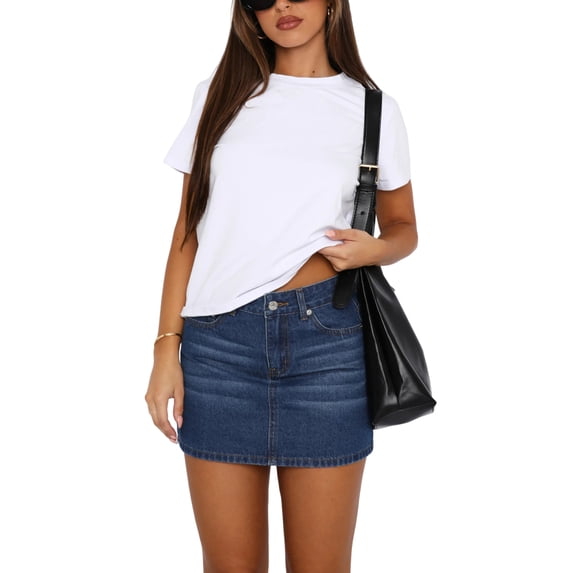 Women's Mid-Rise Stretch Denim Mini Skirt