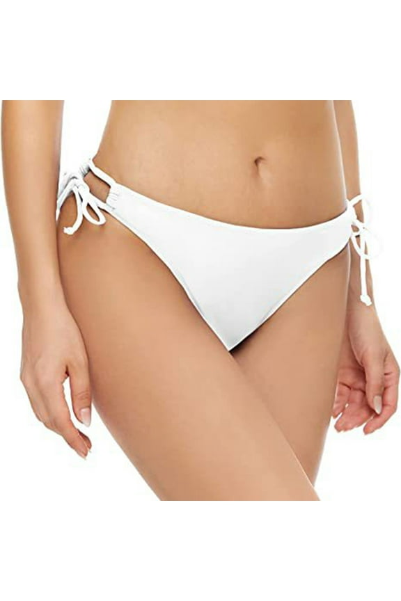 Women's Mid Rise Tie Side Swim Bikini Bottoms Brazilian String Micro Swimsuit Bottoms