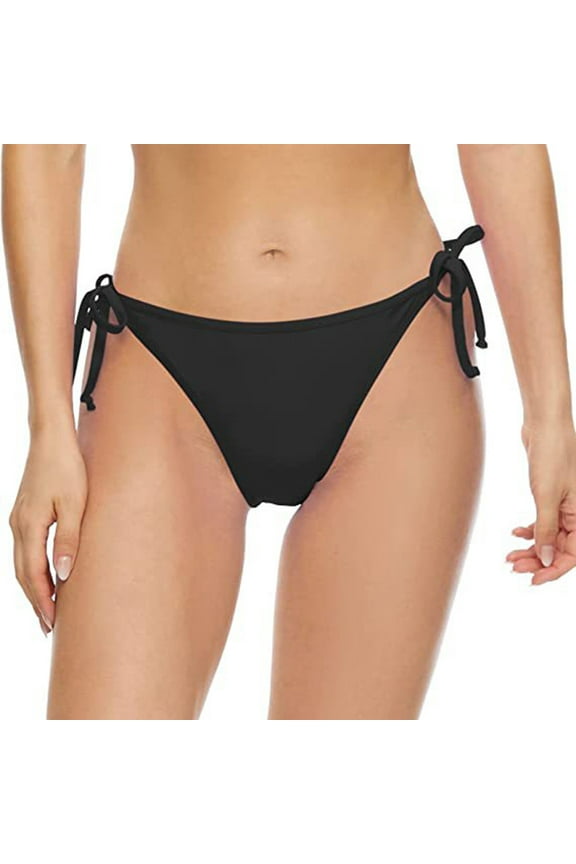 Women's Mid Rise Tie Side Swim Bikini Bottoms Brazilian String Micro Swimsuit Bottoms