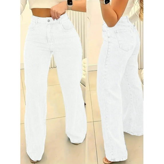 Women’s Mid Rise Wide Leg Denim Jeans Vintage Washed Leg Lengthening Figure Flattering Perfect for Y2K Streetwear Casual Days