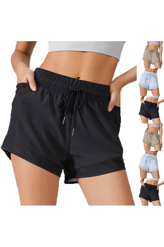 Women's Mid Waist Compression Running Shorts, Tummy Control & Quick Dry Training Shorts, Side Pockets for Phone & Gym Essentials, Yoga Spinning & Cardio | TruBelle,Black M