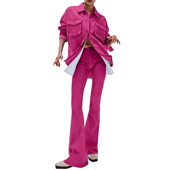 Women's Mid Waist Flared Jeans, High Rise Retro Vintage Distressed Bootcut Denim Pants, Stretch Elastic Waist Skinny Fit Casual Streetwear Jeans for Daily Wear Hot Pink XL