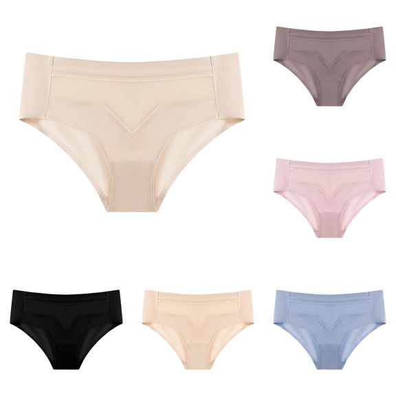 Women’s Mid Waist Quick Drying Ice Silk Thin Non Marking Underwear Panties, M, Light Yellow