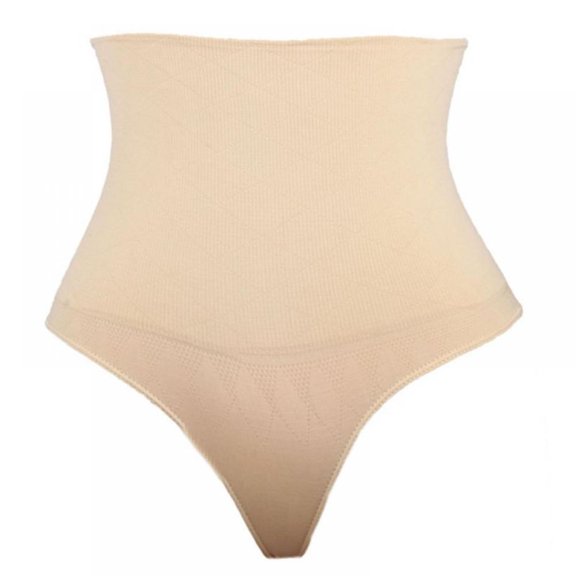 Women's Mid-Waist Seamless Tummy Control Thong Shapewear Panties Girdle Underwear plus Size S-4XL Skin Colour