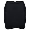 thumbnail image 1 of Women's Mid Waist Shirring Swim Skirt Swimsuit Bikini Bottom, Black, L, 1 of 8