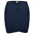thumbnail image 1 of Women's Mid Waist Shirring Swim Skirt Swimsuit Bikini Bottom, Blue, L, 1 of 8
