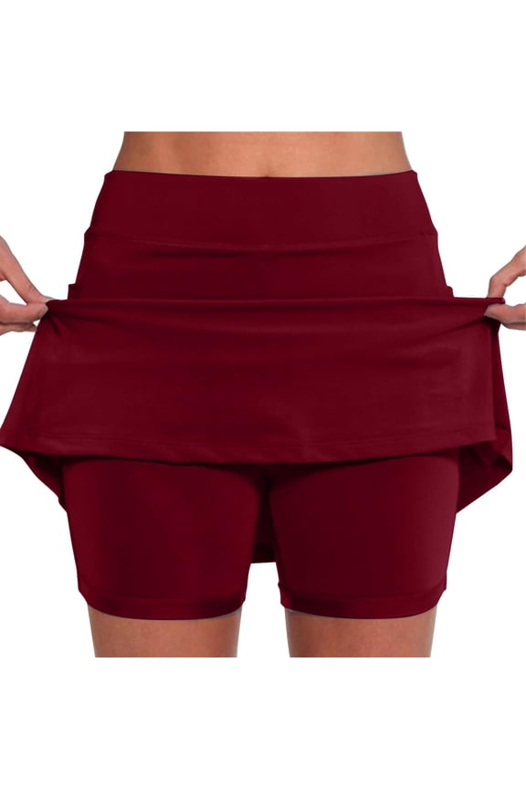 Women's Mid Waist Skirt Pants - Casual Sports Style with Pockets, Polyester-Spandex Blend, High Waist, Suitable for Spring/Summer
