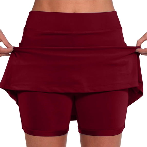 Women's Mid Waist Skirt Pants - Casual Sports Style with Pockets, Polyester-Spandex Blend, High Waist, Suitable for Spring/Summer