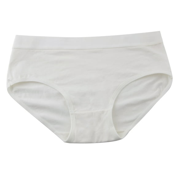 Women's Mid Waist Stretch Cotton Soft Underwear Bikini Briefs Panties, White, Small