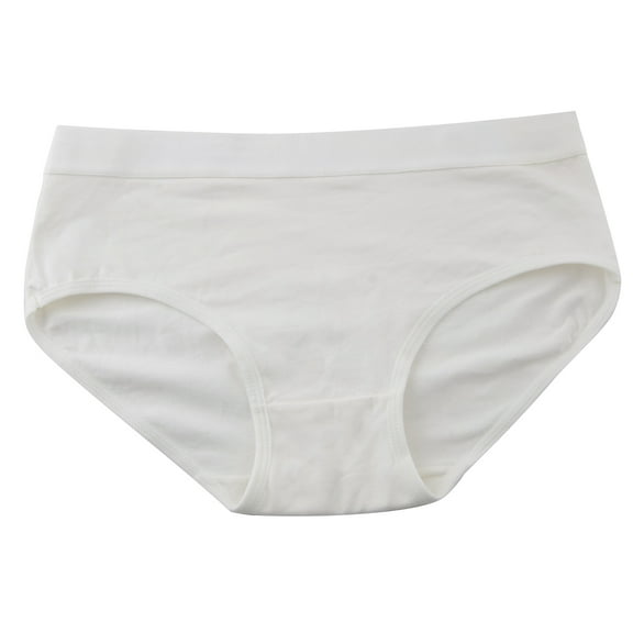 Women's Mid Waist Stretch Cotton Soft Underwear Bikini Briefs Panties, White, X-Small