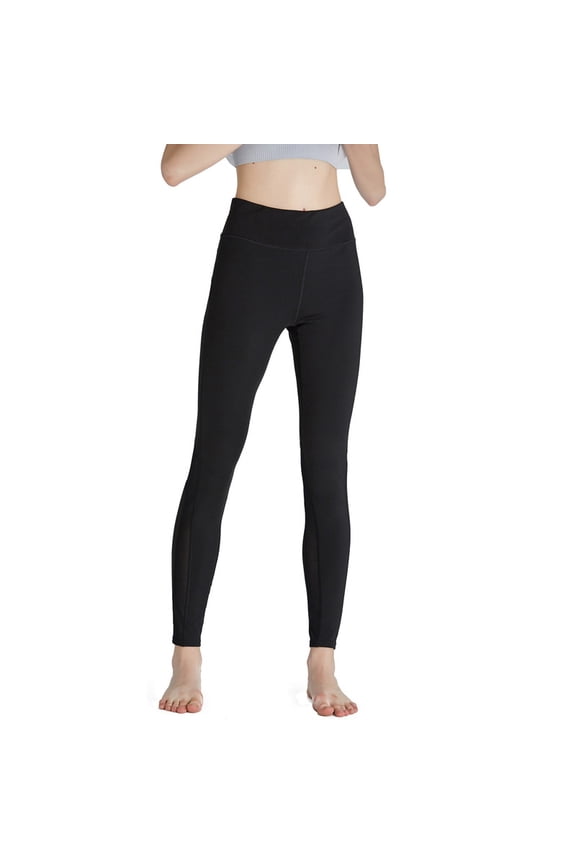 Women's Mid Waist Tummy Control Solid Color Squat Proof Mesh Yoga Running Tights Workout Leggings