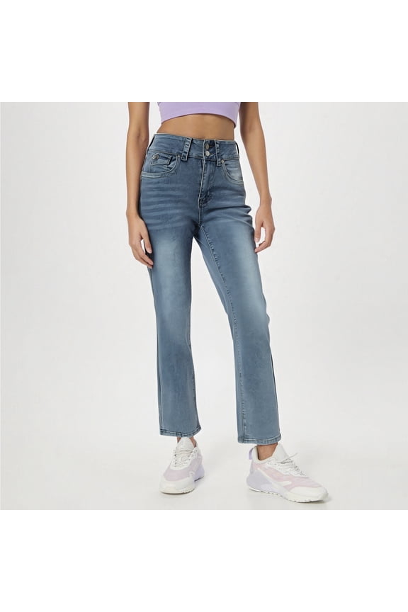 Women's Mid Waisted Slim Fit Jeans Back Pocket Stretchy Distressed Straight Leg Denim Pants Mod Mom Jean Pants for Women Long Womens Pants 14 Tall Slim Fit Pants Women Long Stilt Pants Previously