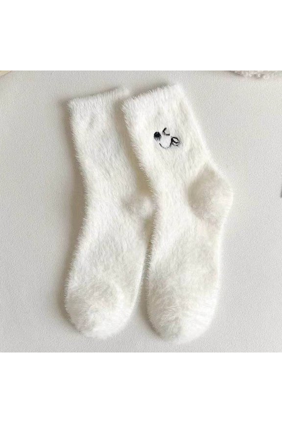 Women's Mid-calf Length Sock Cute Mink Fur Thick Winter Socks