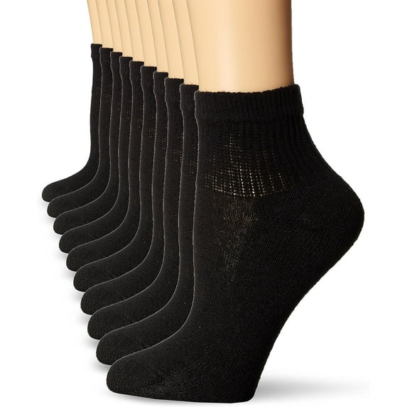Women's Mid-calf Socks, Comfort Toe Seamed Athletic Ankle Socks (10-Pack) Black 10Pairs