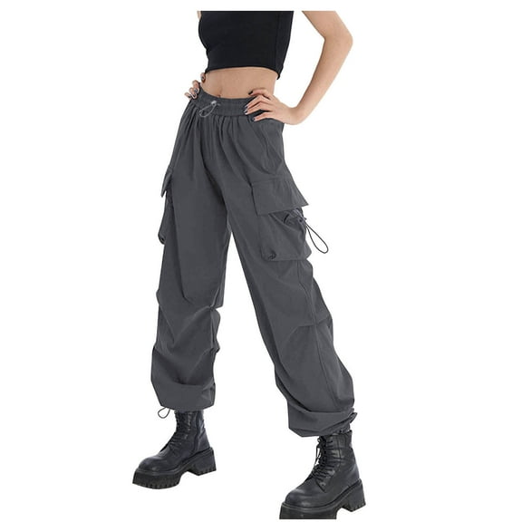 Women's Mid-waist Pocket Overalls Casual Pants In Spring And Summer B-Gray