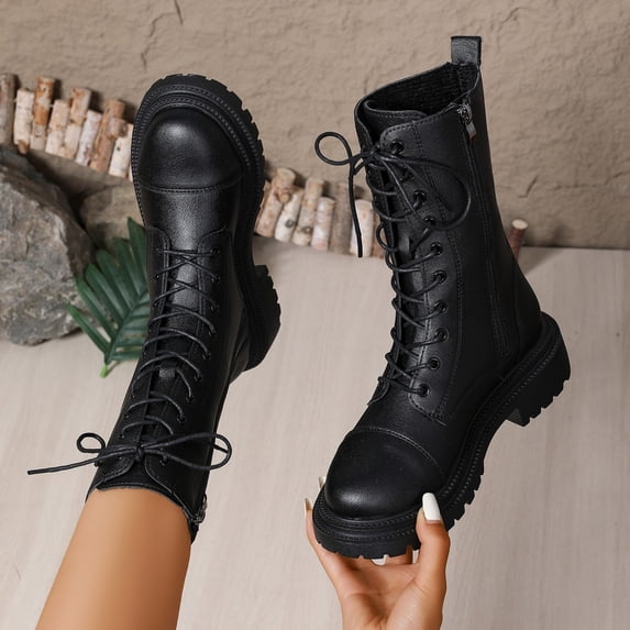 Women's Middle Heel Ankle Boot Comfortable Casual Shoes Round Toe Zipper Lightweight Stylish Shoes for Leisure Outdoor Indoor Wear