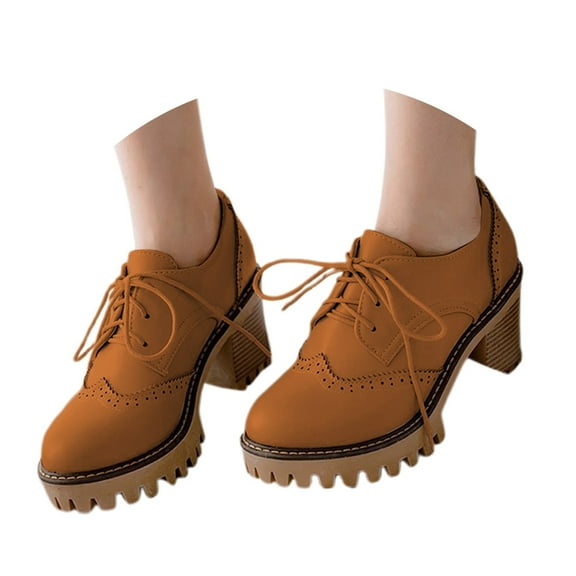 Women's Middle Heels Heel Shoes Breathable Casual Walking Comfort Lace Up Mid Heel Dress for Daily Leisure and