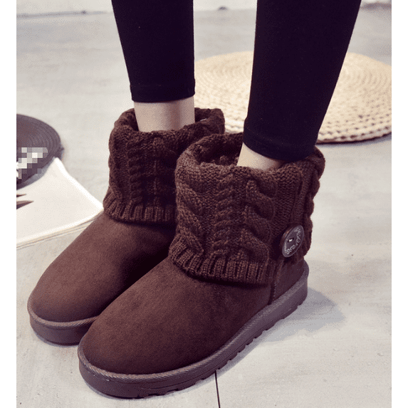 Women's Middle cylinder Boots - Buckle Casual Booties with Plush Lining