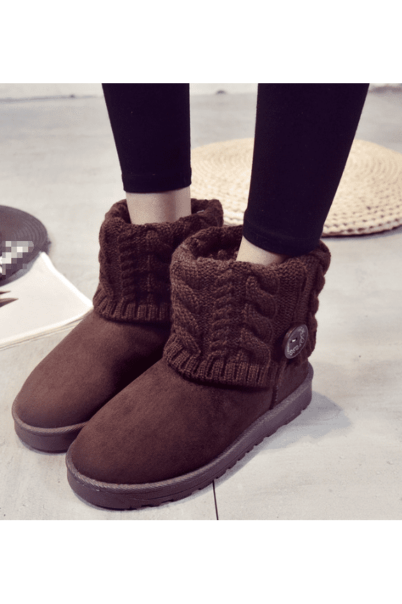 Women's Middle cylinder Boots - Buckle Casual Booties with Plush Lining