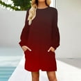 thumbnail image 1 of Women's Midi Dress, Long Sleeve Round Neck Boho Print Casual Dress, Flowy Spring and Summer Dress, Comfortable Polyester Dress for Women, 1 of 5