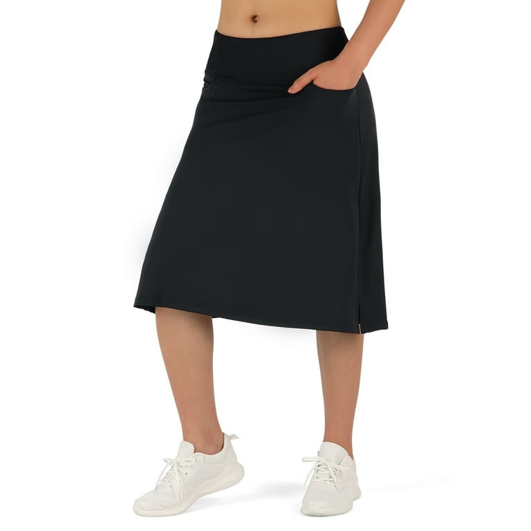 Women s Midi Length Skorts Skirts with 3 Pockets Modest Skirts Women s 24 Knee Length Skort Black M Walmart